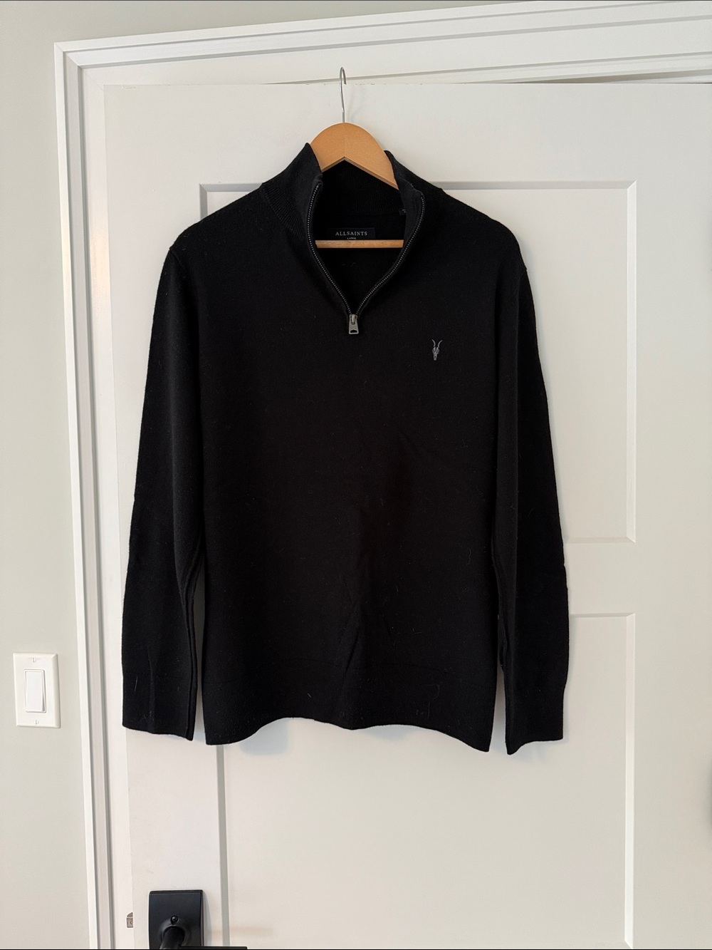 All Saints Black Half-Zip Sweater - Picture 2 of 10
